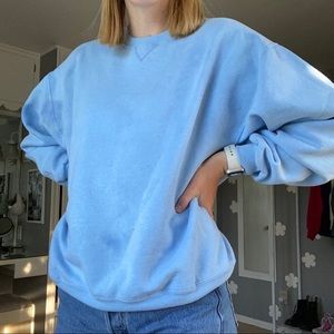 bleach dyed blue crew neck